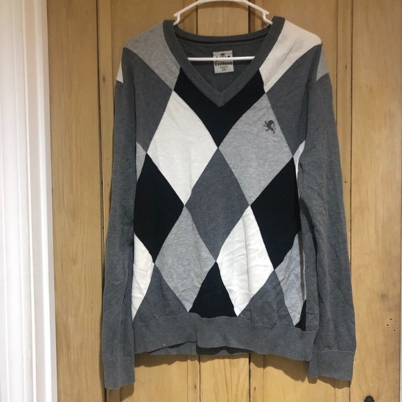 Express Other - Black, White, and Gray Argyle Sweater